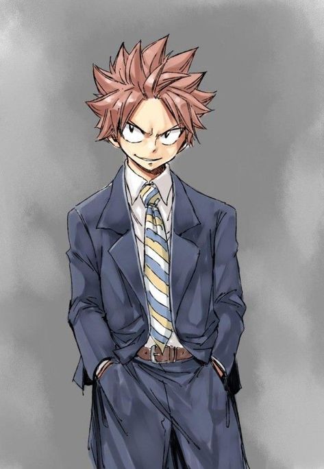 Fairy Tail Natsu Dragneel en costard dessin Hiro Mashima mangaka... Hiro Mashima Art, Fairy Boy, Natsu Fairy Tail, Anime Fairy Tail, Fairy Tail Nalu, Natsu And Lucy, Fairy Tail Guild, Fairy Tail Art, Hiro Mashima