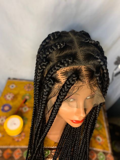 Brown Box Braids, Wigs Hairstyle, Cute Box Braids, Braid Wig, Braids Styles, Hair Line, Braided Wigs, Glueless Wigs, Braided Wig