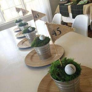 Table Settings Birthday, Golf Table Decorations, Table Settings For Parties, Golf Tournament Ideas, Mini Golf Party, Golf Centerpieces, Golf Theme Party, Party Image, Golf Party Decorations