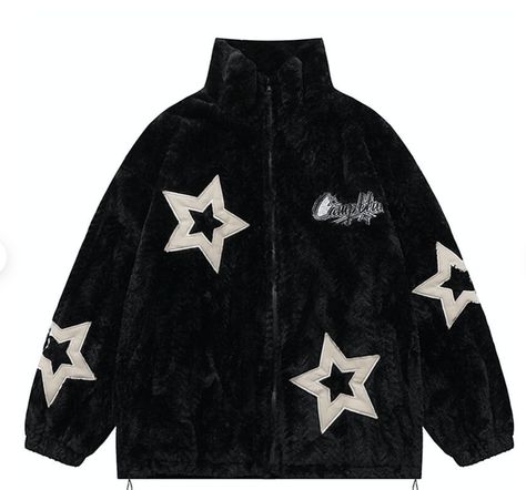 Mens Winter Jacket, Retro Summer Outfits, Star Jacket, Rabbit Fur Jacket, Couple Jacket, Embroidered Coat, Coat Women Fashion, Polyester Jacket, Vintage Star