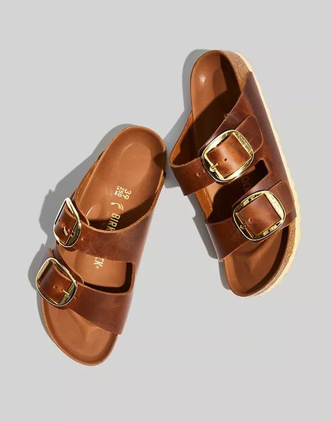 Women: Jeans, Clothing, Bags & Shoes | Madewell Birkenstock Leather Sandals, European Footwear, Birkenstock Big Buckle, Birkenstock Madrid Big Buckle, Look Boho Chic, German Dress, Buckle Outfits, European Shoes, Double Strap Sandals