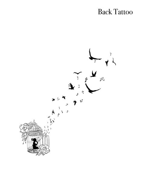 Girl in a bird cage singing. Musical notes transform into flying birds I Know Why The Caged Bird Sings Tattoos, Music Bird Tattoos, Songbird Tattoo, Caged Bird Sings, Cage Tattoo, Cage Tattoos, Caged Bird, Simple Tattoos For Guys, K Tattoo