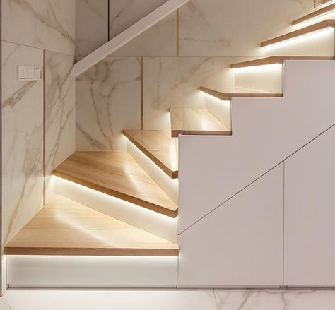 Interiors | Page 8 of 614 | CONTEMPORIST Small House Roof Design, Wooden Staircase Design, Staircase Lighting Ideas, Led Stair Lights, Staircase Design Modern, Stairs Design Interior, Stair Lights, House Roof Design, Staircase Makeover