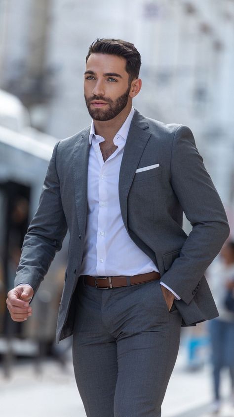 Mens Smart Outfits, Black And Grey Suit, Men Vest Outfits, Mens Fashion Suits Casual, Stylish Mens Suits, Blazer Outfits Men, Mens Smart Casual Outfits, Classy Suits, Vest Outfit