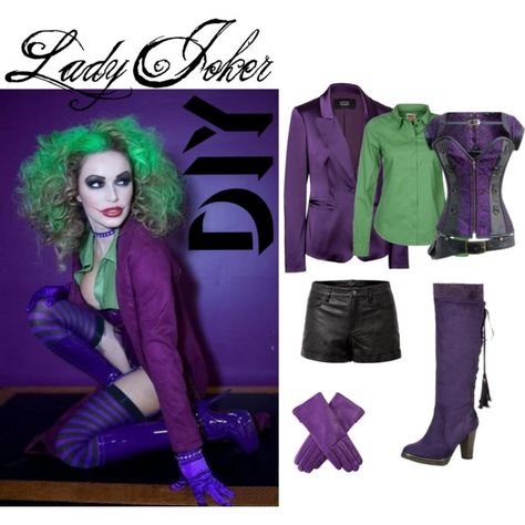 "Lady Joker" by voltronosnapp on Polyvore Joker Outfit, Joker Halloween Costume, Harley Quinn Halloween Costume, Female Joker, Halloween Parejas, Couples Cosplay, Joker Halloween, Joker Costume, Halloween Coustumes