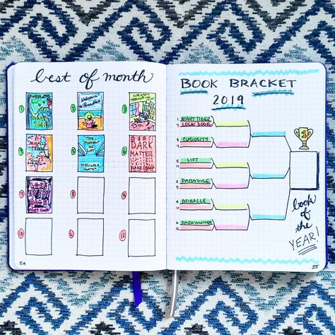 Choose the best book each month and then see how they stack up at the end of the year! #jojobuckjournal Book Of The Year Bracket, Reading Journal Ideas Layout, Reading Journal Ideas, Book Reading Journal, Bullet Journal Ideas Templates, Creating A Bullet Journal, Reading Notebook, Journal Fonts, Halfway There