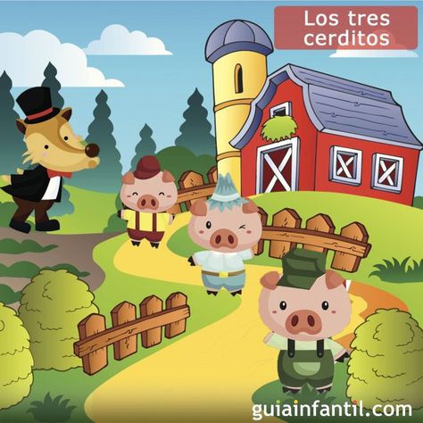 Los Tres Cerditos. Cuento ilustrado para niños Three Little Pig, Three Little Pigs, Spanish Teacher, Bad Wolf, Little Pigs, Therapy Activities, School Activities, Digimon, Pigs