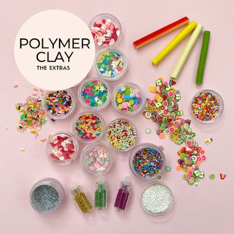 Clay Embellishments, Baking Polymer Clay, Polymer Clay Sprinkles, Liquid Polymer Clay, Clay Extruder, Tile Mosaics, Clay Sprinkles, Fairy Bread, Donuts Earrings