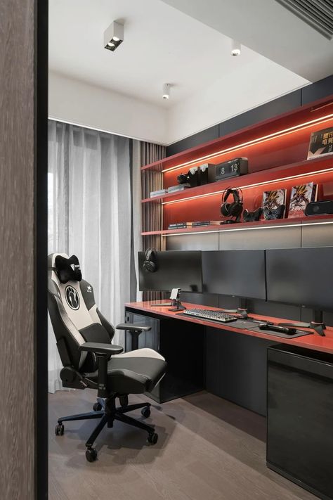 Study Bedroom Design, Gaming Desk Designs, Gamer Bedroom, Small Game Rooms, Teenager Bedroom Boy, Luxury Mansions Interior, Record Room, Cars Room, Boy Bedroom Design