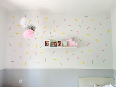 Confetti wall for girls room 🎊 Sprinkles Bedroom, Sprinkle Wall Decals, Sprinkle Wall, Terrazzo Confetti Wall, Confetti Wall Decals, Confetti Wall, Girls Room, Girl's Room, Confetti