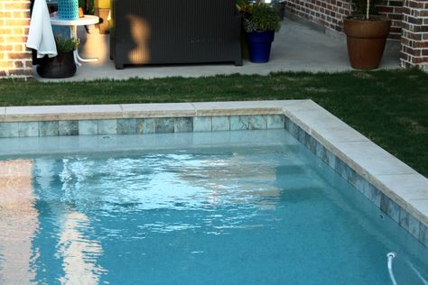 Water Line Pool Tile | the spillway. it makes a soothing, bubbling sound that doesn't drown ... White Waterline, Waterline Tile, Waterline Pool Tile, Pool Tile Designs, Swimming Pool Liners, Pool Finishes, Swimming Pool Tiles, Pool Renovation, Pool Remodel