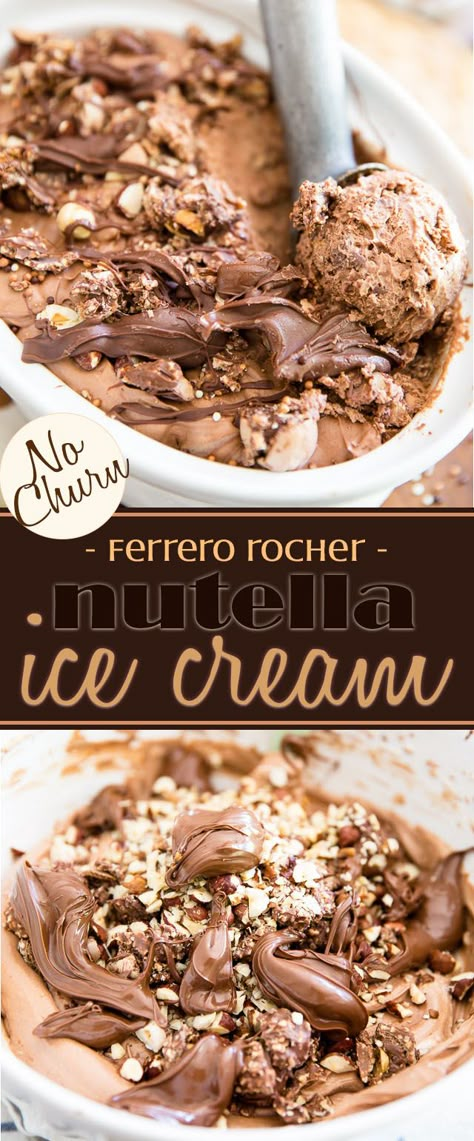 Frozen Nutella, Nutella Ice Cream, Nutella Desserts, Homemade Ice Cream Recipes, No Churn Ice Cream, Nutella Recipes, Ice Cream Popsicles, Chocolate Ice, Healthy Snacks Easy