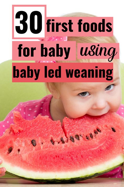 Ready to introduce solids into baby's diet? Here are 30 first foods for your baby using baby led weaning - a whole month of baby food ideas that are easy and that will make solid foods fun for baby (and you too!) First Foods For Baby, Foods For Baby, Starting Solids Baby, Baby Led Weaning First Foods, Baby Solid Food, Weaning Foods, Baby Led Feeding, First Foods, Baby & Toddler Food