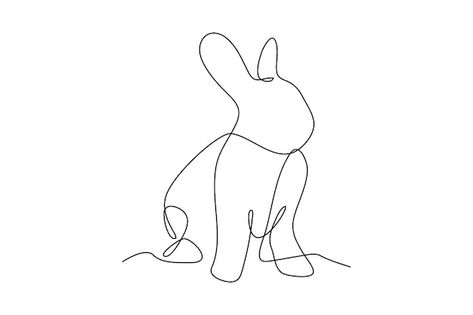 Bunny One Line Drawing, Bunny Fine Line Tattoo, Chinese Rabbit Tattoo, Bunny Line Art, Drawing Of A Rabbit, Chinese New Year Rabbit, Year Of Rabbit, White And Black Design, Animal Line Drawings