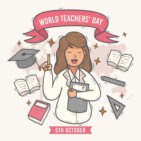 Design For Teachers Day, Happy Teachers Day Card, Teachers Illustration, Teachers Day Celebration, Teachers Day Poster, Teachers Day Greetings, World Teacher Day, Vintage Floral Backgrounds, Teachers Day Card