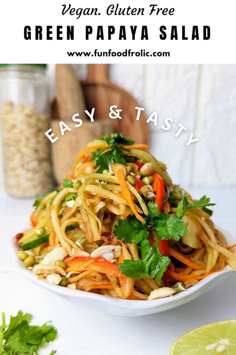 Vegan Papaya Salad, Pawpaw Recipes, Chinese Garlic, Green Papaya Salad, Green Papaya, Papaya Salad, Best Vegetarian Recipes, Delicious Gluten Free Recipes, Vegan Salad