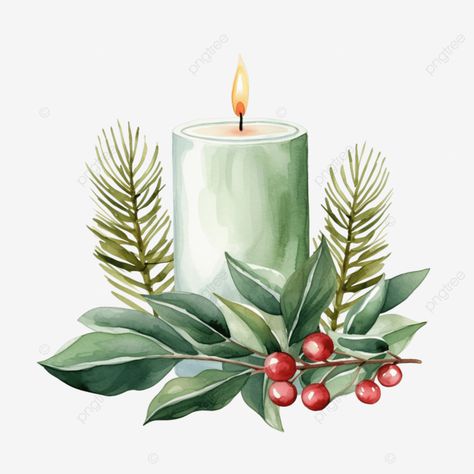 watercolor vector illustration of candle and christmas tree and eucalyptus branches christmas deco Branches Christmas Decor, Christmas Branches, Transparent Watercolor, Watercolor Vector, Eucalyptus Branches, Christmas Clipart, Christmas Watercolor, Christmas Deco, Christmas Candles