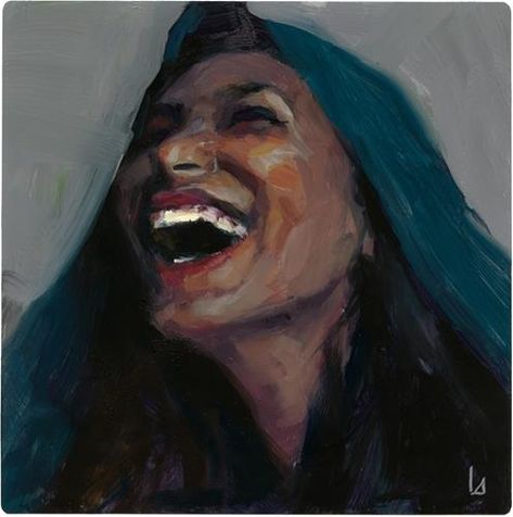 Laughing Painting, John Larriva, Women Collage, Face Oil Painting, Art Coursework, Oil Portraits, Paintings Of Women, Blue Shawl, Painting People