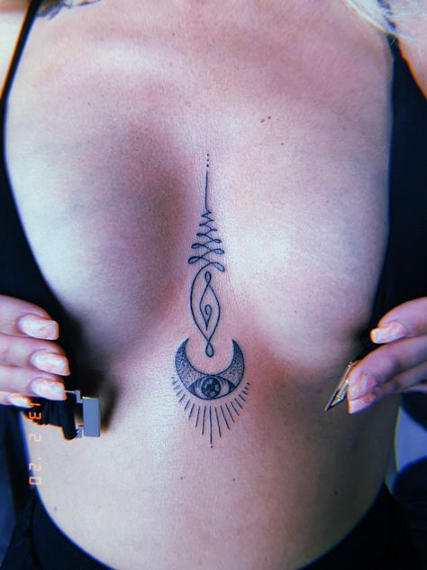 Sternum Unalome Tattoo, Small Sternum Tattoo, Sage Tattoo, Tattoo Sternum, Think Tattoo, Bamboo Tattoo, Tattoo Concepts, Unalome Tattoo, Sternum Tattoo