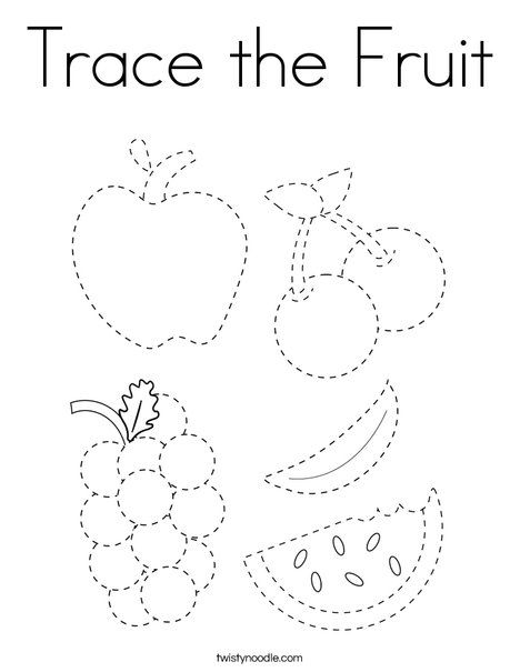 Trace the Fruit Coloring Page - Twisty Noodle Fruit Worksheet, Kertas Kerja Prasekolah, Shape Worksheets For Preschool, Fruit Coloring, Preschool Tracing, Fruit Coloring Pages, Kids Worksheets Preschool, Pre Writing Activities, Tracing Worksheets Preschool