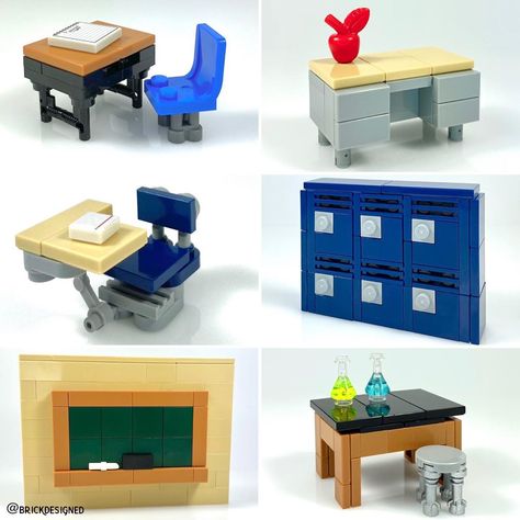 @brickdesigned ha añadido una foto a su cuenta de Instagram: "It’s back to school this #furniturefriday with school furniture!📓📚 Meet up with your bff at your…" Lego Furniture Ideas, Lego House Ideas Furniture, Lego School, Lego Simpsons, Easy Lego Creations, Lego House Ideas, Lego Village, Lego Furniture, Micro Lego