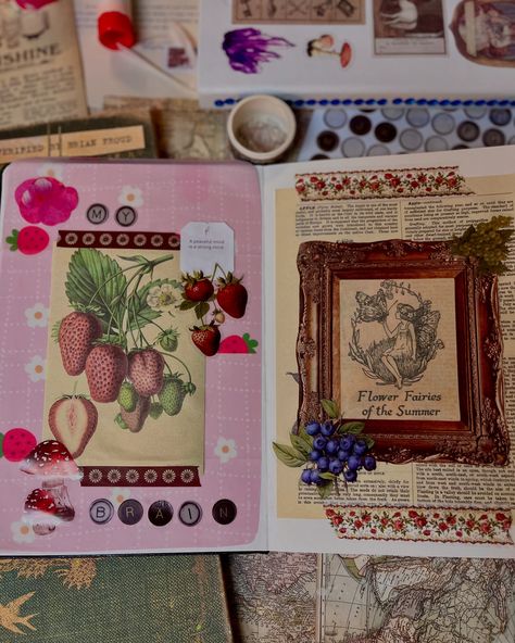 📖🍓🧚📜 #journalwithme #journalinspiration #journalspread #junkjournal #cottagecore #cottagecoreaesthetic #stationery #stationary #craftwithme #crafting Cottagecore Journal, Cottage Core Aesthetic, Journal Inspo, Journal Inspiration, Cottage Core, Junk Journal, Stationery