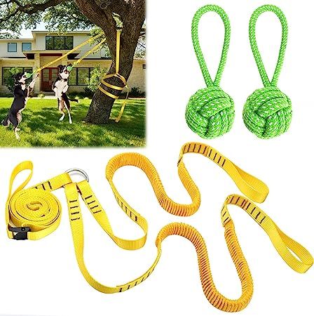 Our dogs love to play with this toy Dog Hanging Bungee Tug Toy for Two Dogs: Interactive Tether Tug-of-War for Pitbull & Small to Large Dogs to Exercise - Durable Retractable Tugger Dog Rope Toy with 2 Chew Rope Toys Affiliate link Dog Tether, Dog Rope Toy, Outdoor Dog Toys, Dog Tree, Rope Dog Toys, Rope Dog, Elastic Rope, Dogs Love, Two Dogs