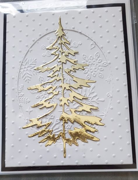 Christmas  Cards. Blank inside.  2 Silver trees, 1 Copper tree Size A2 (5 1/2 x 4 1/4)  - Envelope included - Packaged in a sealed clear cellophane sleeve - Handmade - All cards are handmade in this shop. Select cards have a Stampin Up copyright on the back, if applicable Embossed Christmas Cards Handmade, Tree Cards Handmade, Christmas Tree Cards Handmade, Embossed Christmas Cards, Elegant Christmas Cards, Copper Tree, Xmas Tags, Christmas Card Art, Handmade Christmas Tree