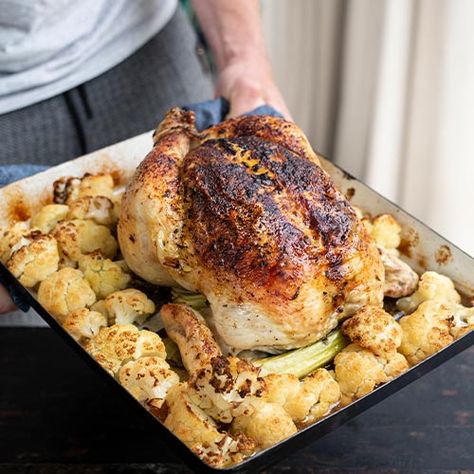 CHICKEN WITH ROASTED CAULIFLOWER RECIPE - TOM KERRIDGE Lancashire Hot Pot, Roasted Cauliflower Recipe, Cauliflower Couscous, Tom Kerridge, Slow Roast Lamb, Sticky Pork, Individual Pies, Chicken And Chips, Smoked Cheese