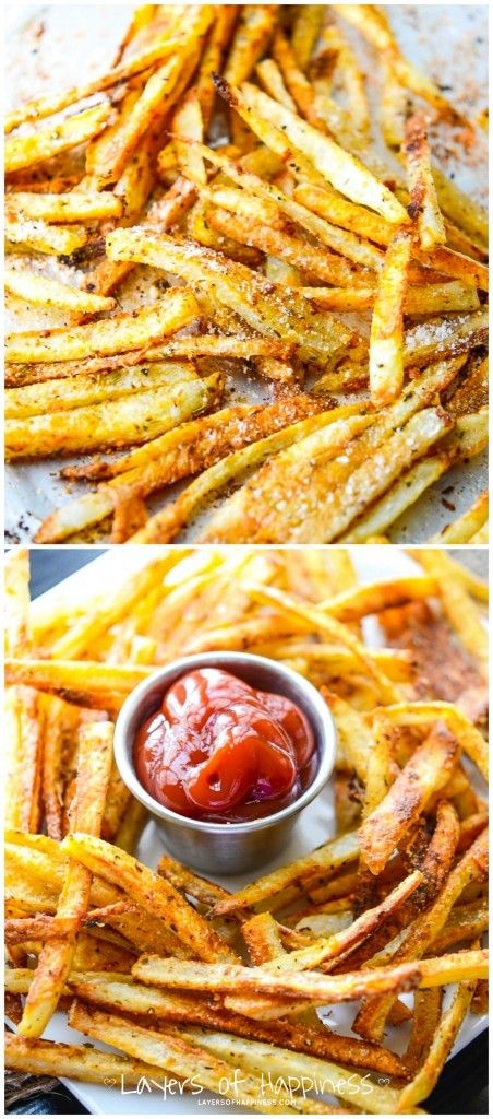 Extra-crispy French fries - baked not fried. Oven Baked French Fries, Baked French Fries, Corn Dogs, Side Recipes, Naan, French Fries, Oven Baked, Tortillas, I Love Food