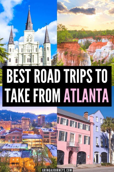 This article lists the 24 best road trips from Atlanta, GA, including day, weekend, and week-long vacation ideas from Atlanta. #roadtrips | Atlanta road trips | Day trips from Atlanta, Georgia | Weekend trips from Atlanta, Georgia | Popular places to visit near Atlanta | Driving vacations from Atlanta | Road trip from Atlanta | Interesting places to visit near Atlanta | Road trip starting in Atlanta | Southeast US road trip | Southern US road trip | Southern US destinations Indoor Water Parks, Atlanta Trip, Stone Mountain Park, Atlanta Travel, Atlanta Food, Best Road Trips, Lake Lanier, Georgia Vacation, Popular Places