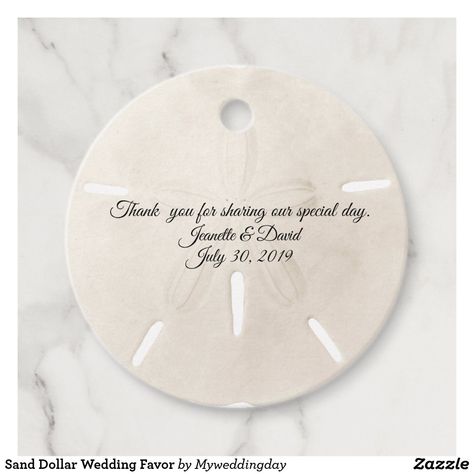 Sand Dollar Wedding Favor Favor Tags Sand Dollar Wedding, Beach Theme Wedding Favors, Wedding Shower Brunch, Wedding Favor Gift Tags, Seashell Wedding, Beachy Wedding, Chocolate Wedding Favors, Wedding Sand, Stacked Wedding Rings