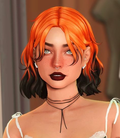 Sims 4 Fingerwaves Cc, Sims 4 Orange Hair, Sims 4 Cc Maxis Match Dyed Hair, Sims 4 Lesbian Hair, Sims4 Character Ideas, Clumsy Alien Sims 4 Cc Hair, Sims 4 Character Inspiration, Sims 4 Dyed Hair Maxis Match, Sims 4 Cc Hair Colours