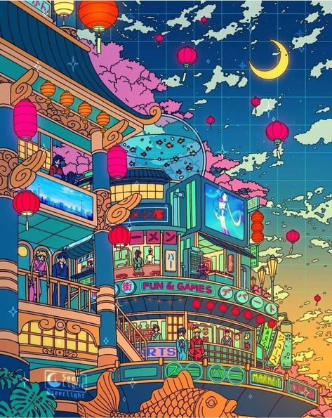 Aesthetic Lofi Art, Japanese Wallpaper Iphone, Pastel Poster, Vaporwave Art, Moon Festival, Comic Poster, Japon Illustration, Pixel Art Design, Anime Scenery Wallpaper