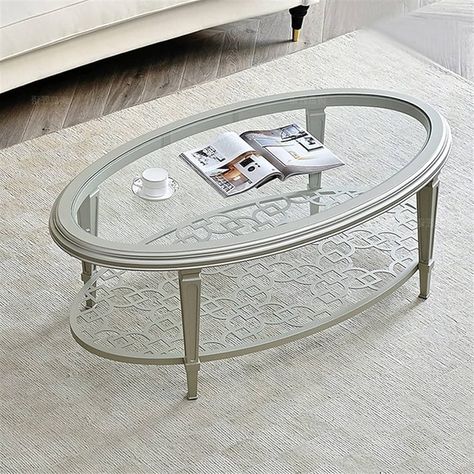 Oval Glass Coffee Table, Glass Coffee Tables, Coffee Table Inspiration, Table Inspiration, Glass Furniture, Glass Coffee Table, Couches Living Room, Decorating Coffee Tables, Modern Chic