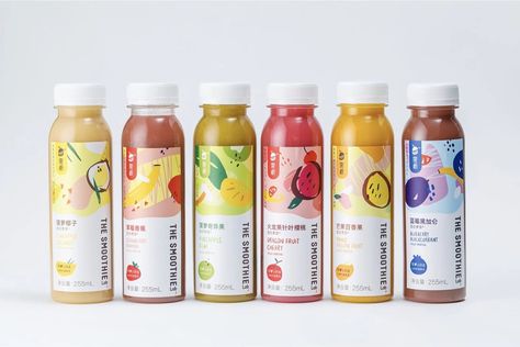 Japanese Juice Packaging, Bottle Packaging Design Inspiration, Healthy Drinks Packaging, Aesthetic Juice Bottle, Smoothie Packaging Design, Natural Juice Packaging, Juice Bottle Label Design, Fruit Juice Packaging Design, Label Minuman