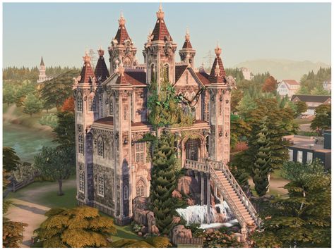 Sims4 Castle, Sims 4 Church, Sims Castle, Bloxburg Village, Sims 4 Castle, Sims Mansion, Rustic Castle, Sims 4 Lots, Witches Castle