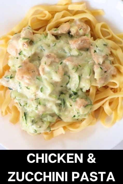 Chicken and Zucchini Pasta Creamy Recipe that includes sauce with heavy cream, chicken breasts, zucchini and tagliatelle pasta. Sauce With Heavy Cream, Heavy Cream Chicken, Chicken Zucchini Pasta, Chicken And Zucchini, Pasta Creamy, Tagliatelle Pasta, Swimming In The Sea, Cream Chicken, I Love Swimming