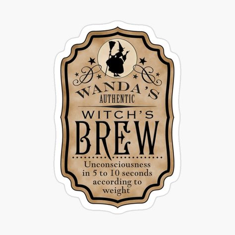 Get my art printed on awesome products. Support me at Redbubble #RBandME: https://www.redbubble.com/i/sticker/Witchand-39-s-Brew-Halloween-potions-label-colour-by-clairebdesign/123661659.EJUG5?asc=u Potion Labels, Witch Potion, Halloween Potions, Drinks Bottle, Witch's Brew, Witchy Things, Cozy Room Decor, Potion Bottle, Witches Brew