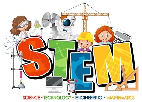 Free vector stem education logo with chi... | Free Vector #Freepik #freevector #stem-education #stem #primary #student-clipart Robotics Logo, Stem Logo, Stem Robotics, Children Cartoon, Education Logo, Stem Education, Education Poster, Iconic Photos, Robotics