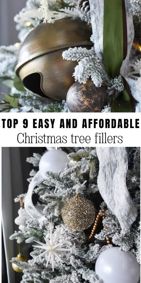 Christmas tree fillers How Much Ribbon For Christmas Tree, Filler For Christmas Tree, Christmas Tree Without Topper, Ribbon On Xmas Tree, Cheap Christmas Tree Ideas, Christmas Tree Filler Ideas, Christmas Tree On A Budget, Foam Christmas Trees, Cheap Christmas Tree