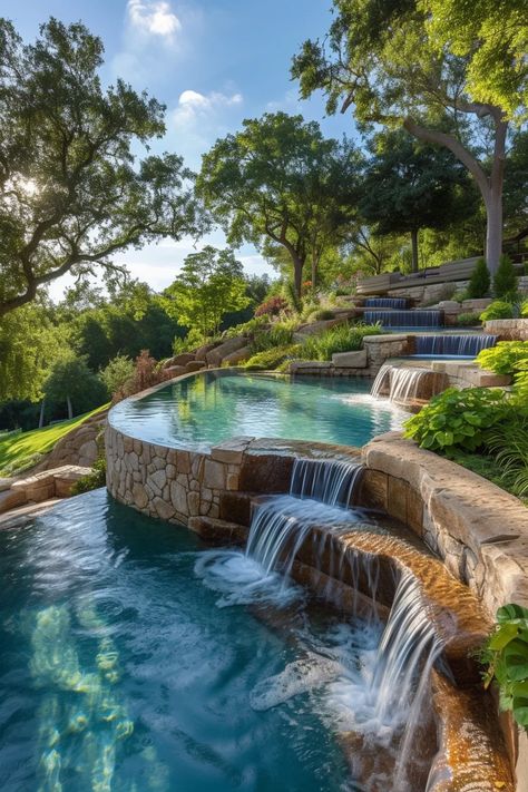 Pretty Backyards, Backyard Pool Ideas, Winter Pool, Oasis Pool, Beach Entry Pool, Indoor Pool Design, Dream Backyard Pool, Pool Landscape Design, Lights Ideas