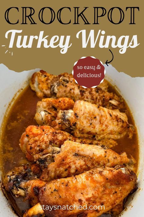 Crockpot Turkey Chops Recipe, Turkey Legs Crockpot Recipes, Turkey Wing Crock Pot, Glazed Turkey Wings, Crockpot Turkey Legs Slow Cooker, Turkey Wings With Mushroom Gravy, Crockpot Turkey Wings Recipe, Smothered Turkey Wings Crockpot Easy Recipes, Turkey Leg And Wing Recipes