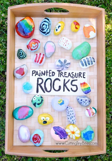 Painted treasure rocks is a simple but fun craft for kids. Paint bright designs on rocks, then give them away as gifts or decorate a garden. Fun spring or summer activity that's perfect for preschoolers, kindergarteners, and even older kids! Babysitting Activities, Summer Fun For Kids, Summer Activity, Summer Crafts For Kids, Fun Craft, Summer Activities For Kids, Camping Crafts, Classic Kids, Summer Bucket Lists