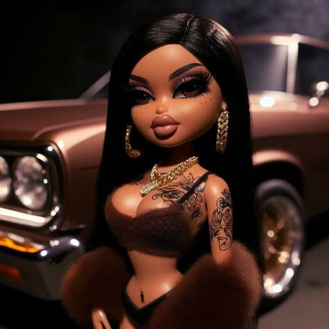 Barbie Doll Aesthetic, Baddie Cartoon Aesthetic Pfp, Cute Imvu Baddies, Black Bratz Doll, Brat Doll, Bratz Inspired Outfits, Doll Aesthetic, Barbie Model, Comic Style Art