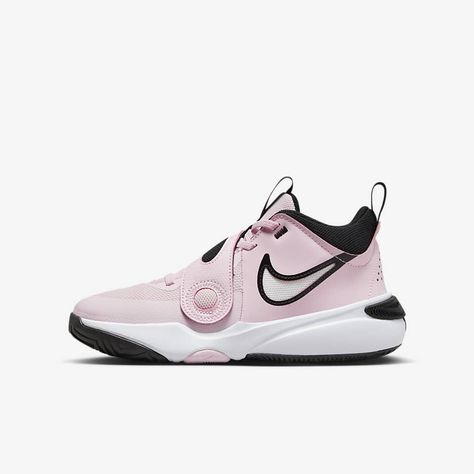 Nike Team Hustle D 11 Big Kids' Basketball Shoes. Nike.com Pink Nike Basketball Shoes, Basketball Shoes Pink, Vb Shoes, Mens Volleyball Shoes, Cheap Volleyball Shoes, Pink Basketball Shoes, Bb Shoes, Volleyball Sneakers, Best Volleyball Shoes