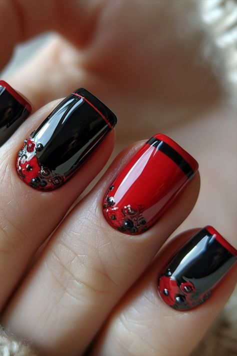 Black and Red Nails 2024 Red Winter Nail Designs, Black And Red Nails, Stage Dive, Stunning Nail Designs, Red Nail Designs, Winter Nail Designs, Winter Nail, Nails 2024, Winter Beauty