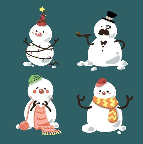 Set of cute snowmen cartoon character flat vector illustration isolated on background. Merry Christmas and Happy New Year. Papa Mama and children snowman. Snowman family. Snowmen Illustration, Snowman Illustration, Cute Snowmen, Snowman Cartoon, Idea Generation, Ice Cream Illustration, Snowman Party, Snowman Family, Vector Infographic