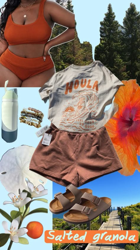 Beach, granola, girl, T-shirt, sandals, Birkenstocks Salted Granola Girl, Granola Fashion, Granola Outfits, Salted Granola, Granola Style, Granola Aesthetic, Aesthetic Coastal, Granola Girl Aesthetic, Wardrobe Update