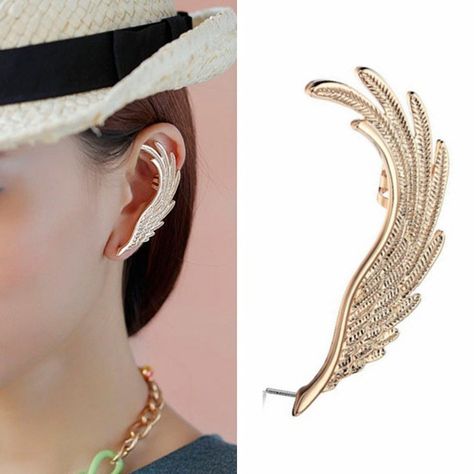 Angel Wing Ear Cuff, Long Ear Cuff, Feather Ear Cuff, Elf Ear Cuff, Bali Earrings, Punk Jewelry, Ear Cuff Earings, Animal Earrings, Wing Earrings